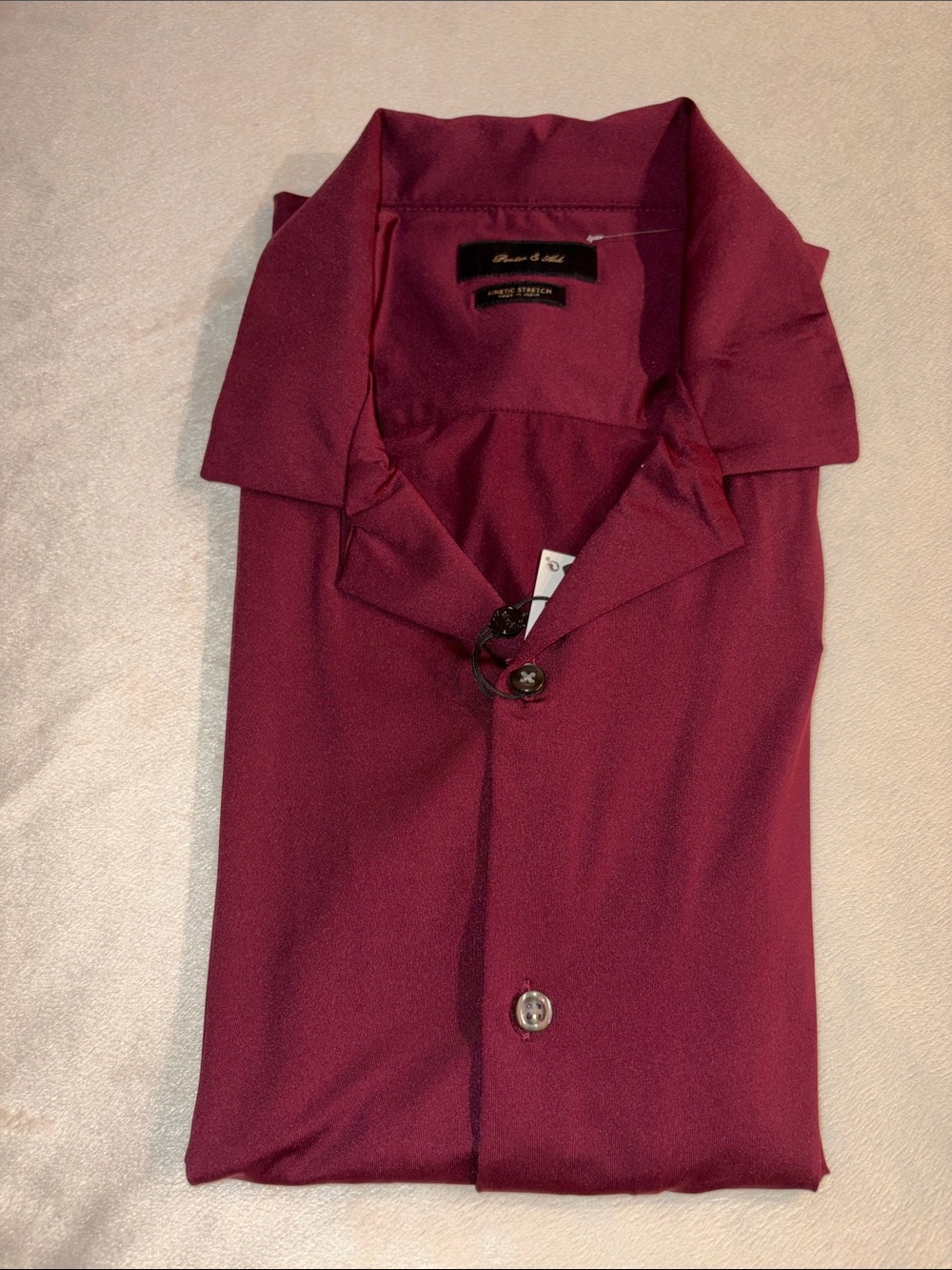 Porter & Ash Short-Sleeve Button-Up Shirt in Burgundy Size Medium